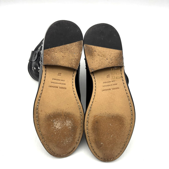 Isabel Marant Cluster Crisi Black Leather Studded Pull On Ankle Boots 6.5 37 - Picture 13 of 16